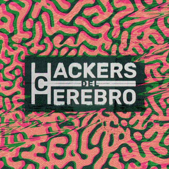A brain drawn as a maze of pink and green lines.